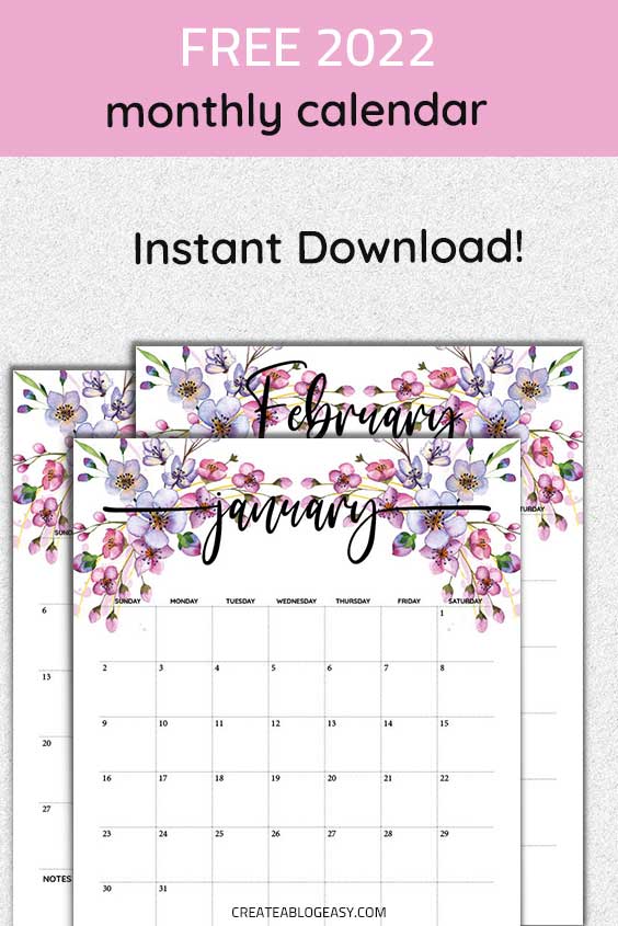 Free-2022-monthly-calendarPink